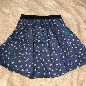 Lula Roe skirt with blue/white birds
